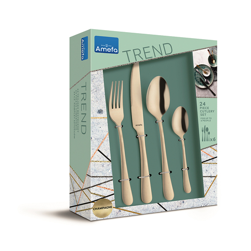 24pc Amefa Austin Trend Stainless Steel Cutlery Set - Champagne