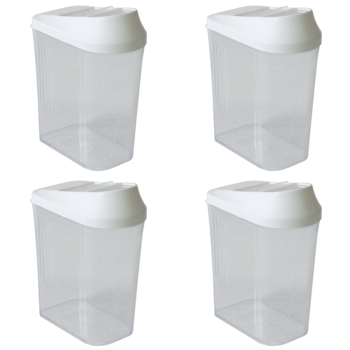 4PK Homeleisure Store & Pour Plastic 750ml Container Clear/White 