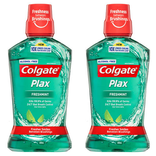 2x Colgate 500ml Plax Freshmint Mouth Wash