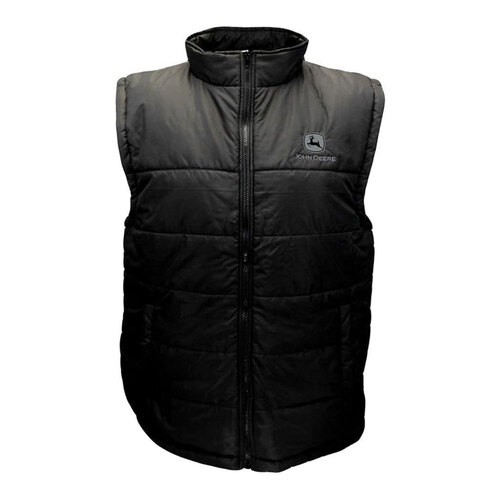 John Deere Small Mens Puffer Vest w/ Logo - Black