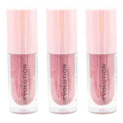 3PK Revolution Liquid Lip Gloss Shimmer Bomb 4.5ml Distortion Glossy Makeup