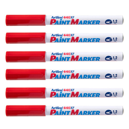 12PK Artline 440 Permanent Paint Marker 1.2mm Bullet Nib - Red