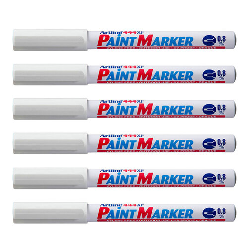 12PK Artline 444 Permanent Paint Marker 0.8mm Bullet Nib - White