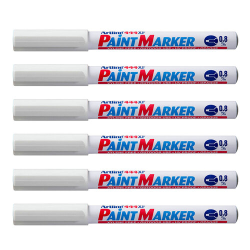 12PK Artline 444 Permanent Paint Marker 0.8mm Bullet Nib - White