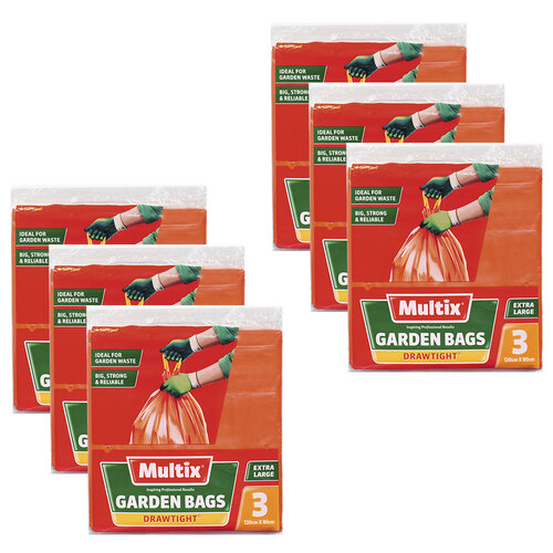 6x 3pc Multix Garden Bags Drawtight Extra Large 120 x 80cm