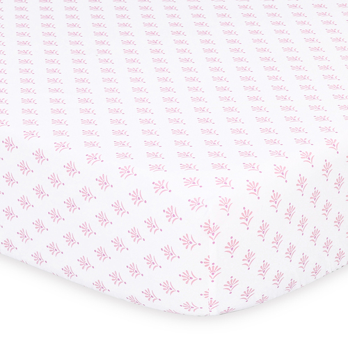 The Peanutshell Whisper Butterfly Floral Printed Fitted Sheet Baby Nursery