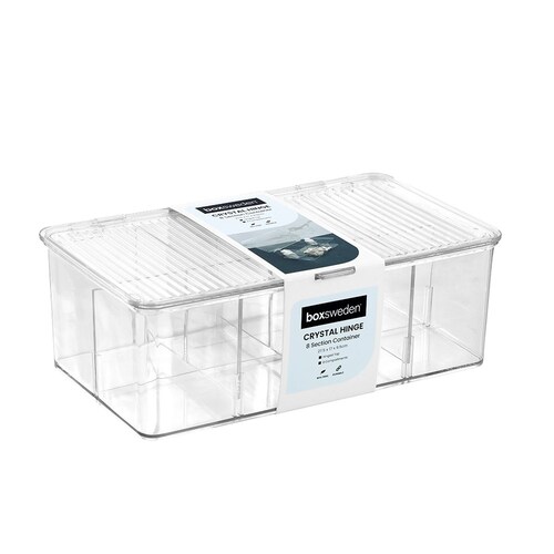 Boxsweden 27.5x17cm Crystal Hinged 8-Section Container - Clear