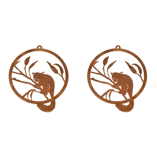 2x Brushtail Possum Single Ring Outdoor Hanging Ornament Yard Garden Decor
