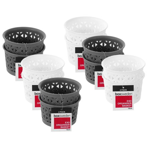 6x 2pc Boxsweden Exo 10cm Round Basket Organiser - Assorted
