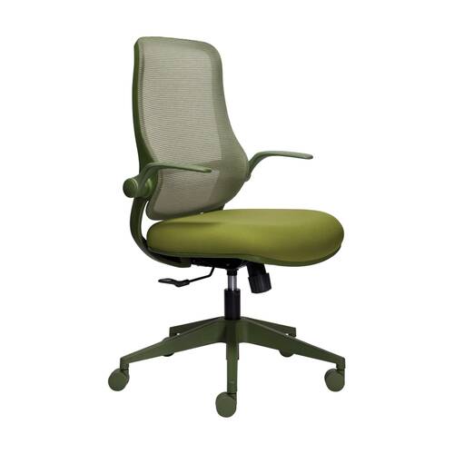 Mondo Zest Office Work Chair W/ Adjustable Armrests & Mesh Backing Olive Green