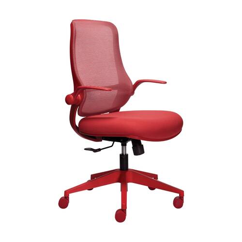 Mondo Zest Office Work Chair W/ Adjustable Armrests & Mesh Backing Red