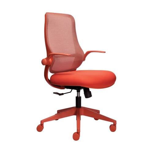 Mondo Zest Office Work Chair W/ Adjustable Armrests & Mesh Backing Orange