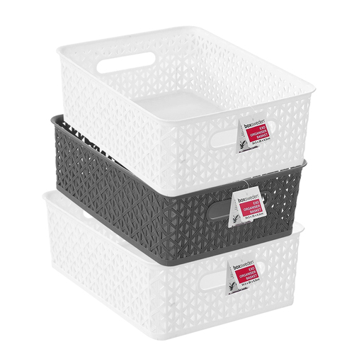 3x Boxsweden Exo 34.5x12cm Rectangle Organiser Basket - Assorted
