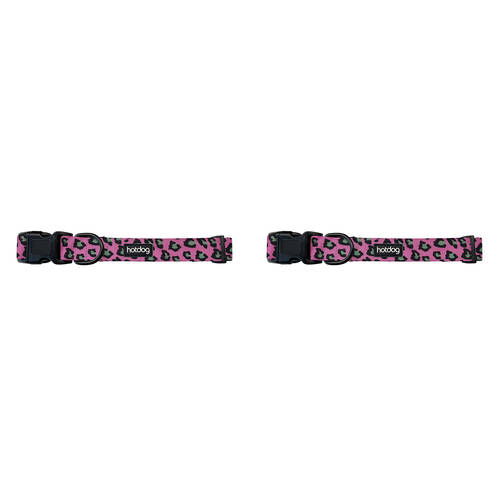 2PK Annabel Trends Hot Dog Adjustable Dog Collar Pink Ocelot Large
