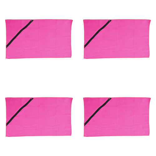 4PK Annabel Trends Waffle Sports Towel w/ Zip Pocket 40x75cm - Hot Pink