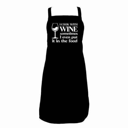 Annabel Trends Cotton Screen Print Apron 60x80cm Cook With Wine