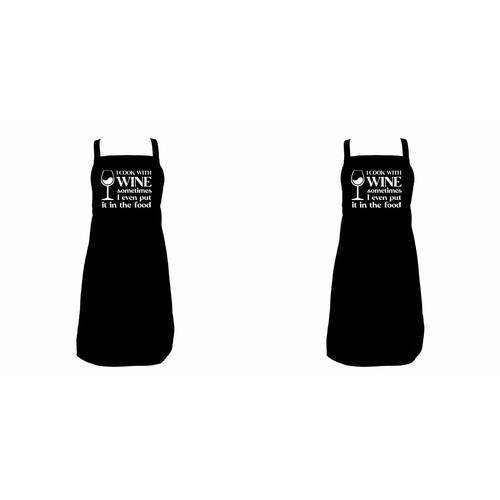 2PK Annabel Trends Cotton Screen Print Apron 60x80cm Cook With Wine