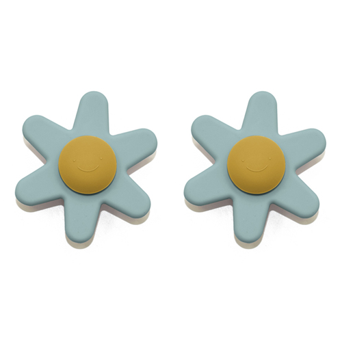 2PK Playette Silicone Fidget Fun Spinner Baby/Infant Activity Toy Flower w/Smile 0m+