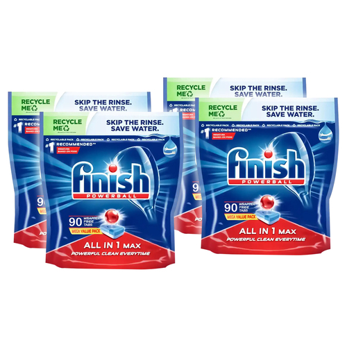 4x 90pc Finish Powerball All In One Max Dishwashing Tablets