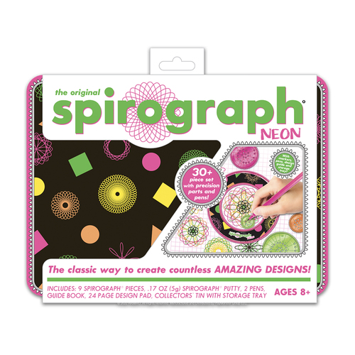 The Original Spirograph Crazy Shapes Creative Drawing Tool Neon Tin Set 8+
