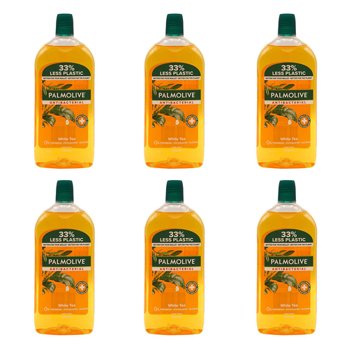 6PK Palmolive 500ml White Tea Hand Wash Refill Anti Bacterial