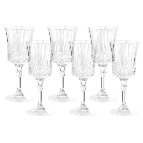 6PK Lemon & Lime Crystal Deco 310ml Plastic  Wine Glass