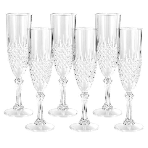 6PK Lemon & Lime Crystal Deco 230ml Plastic Champagne Glass