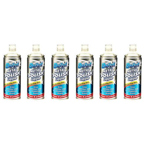 6PK Duzzit Metal Polish Liquid Metal Cleaner Brass/Stainless 120ml - White
