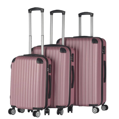 3pc Milano Slim Line Travel Luggage/Suitcase Set - Rose Gold