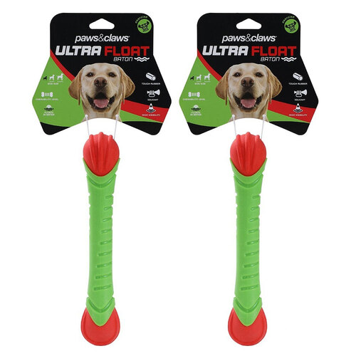 2PK Paws & Claws 24cm Ultra Float TPR Baton w/ Squeaker