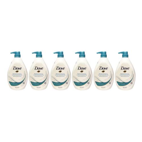 6PK Dove Cream Gentle Exfoliating Body Wash 1L Soothing