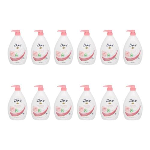 12PK Dove Hydration Body Wash Rose 1L Smooth Skin Bath Shower Care