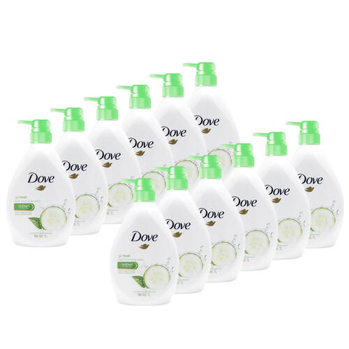12PK Dove Aqua Body Wash Go Fresh Touch & Green Tea 1L Moisturiser