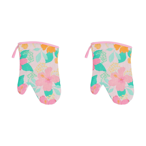 2PK Annabel Trends Linen Single Oven Mitt 18x26cm - Hibiscus