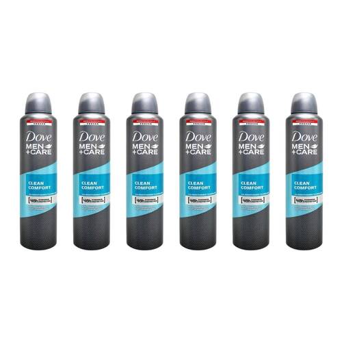 6PK Dove Men +Care Clean Comfort Deodorant Spray 250ml 48hr Protection