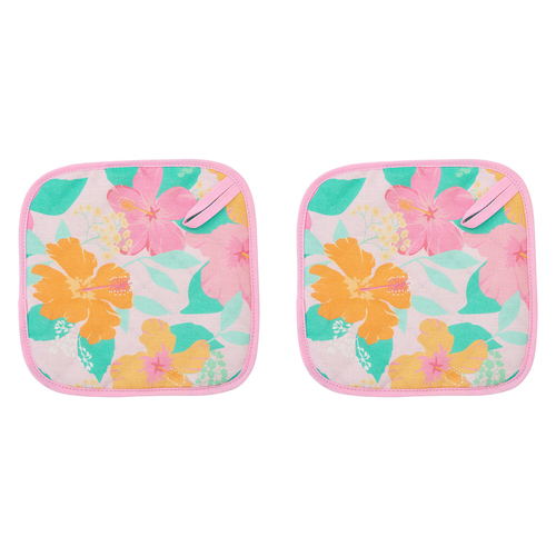 2PK Annabel Trends Linen Pot Holder Square 20x20cm - Hibiscus