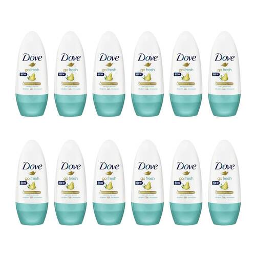 12PK Dove Go Fresh Roll On Deodorant Pear & Aloe Vera 50ml Protection