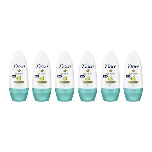 6PK Dove Go Fresh Roll On Deodorant Pear & Aloe Vera 50ml Protection