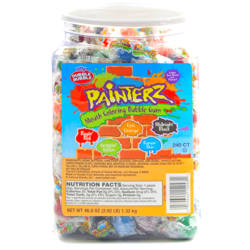 240pc Dubble Bubble Painterz Mouth Colouring Bubble Gum Jar 1.32kg