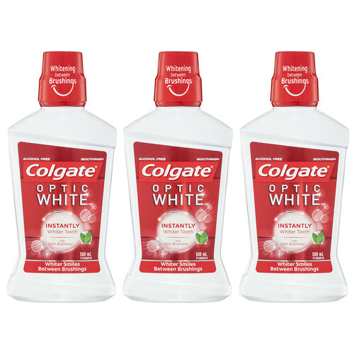3PK Colgate Mouthwash Optic White 500ml