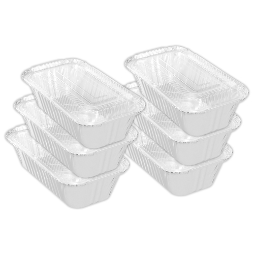 6x10pc Lemon & Lime 20x5cm Baking Foil Tray Rectangle w/ Plastic Lid
