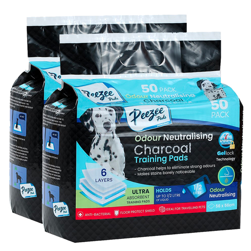 100pc Paws & Claws Peezee Pads Training Pads Charcoal Odour Control