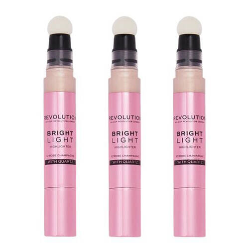 3PK Revolution Bright Light Highlighter Strobe Gold Makeup Beauty Cosmetic