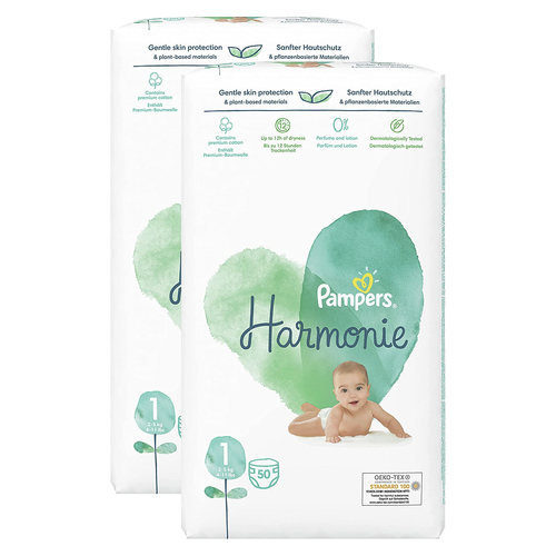 2x 50pc Pampers Harmonie Nappies Diapers Size 1 2-5kg