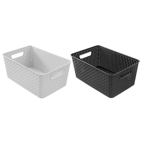 2PK Boxsweden Woven Storage Basket 39 x 26 x 16.5cm Assorted