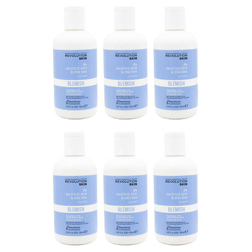 6PK Revolution Skin Blemish Facial Cleanser Wash For Acne Prone Face Care 150ml