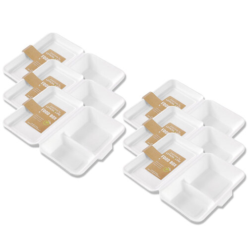 30pc Lemon And Lime 1000ml Eco Sugarcane Compartment Food Box White