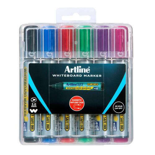 6pc Artline Whiteboard Marker - Assorted