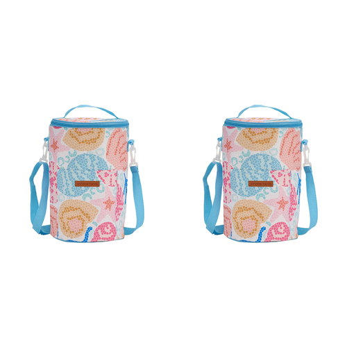 2PK Annabel Trends 33cm Insulated Picnic Cooler Bag Tall Barrel - Shelly Beach