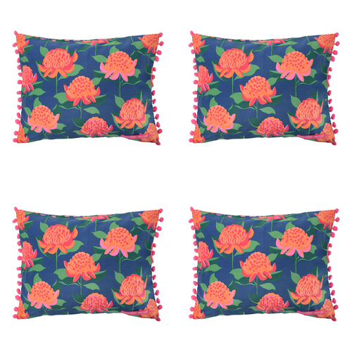 4PK Annabel Trends Inflatable Beach Pillow 36x28cm - Bright Waratah